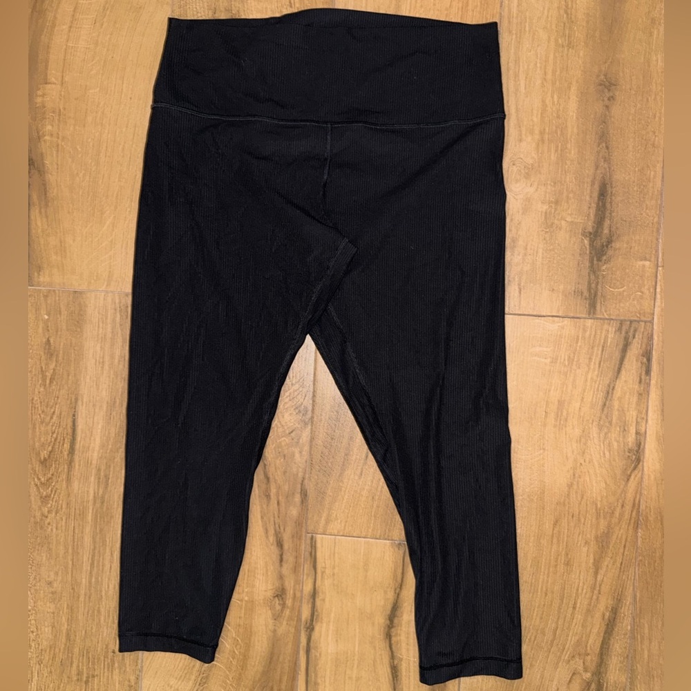 Black Ribbed Lululemon Align Leggings High Rise Size 14, 23”